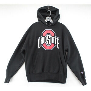 Vintage Champion Ohio State Buckeyes Hoodie Men's Medium Black Reverse Weave EUC